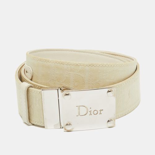 Dior Beige/White Oblique Canvas and Leather Logo Plague Reversible Belt 85CM - Dior - Modalova