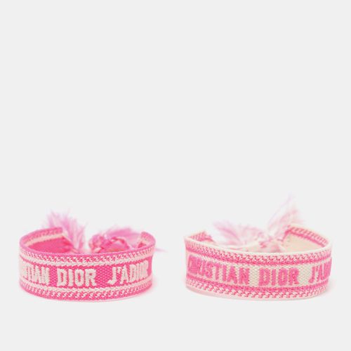 Dior J'adior Pink/White Woven Cotton Set of Two Adjustable Tassel Bracelets - Dior - Modalova