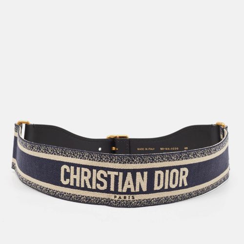 Dior Navy Blue Embroidered Canvas and Leather Buckle Waist Belt 80CM - Dior - Modalova