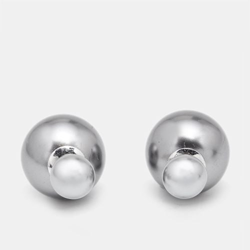 Dior Tribales Grey Faux Pearl Silver Tone Earrings - Dior - Modalova