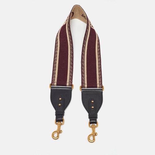 Dior Burgundy Embroidered Canvas and Leather Book Shoulder Strap - Dior - Modalova