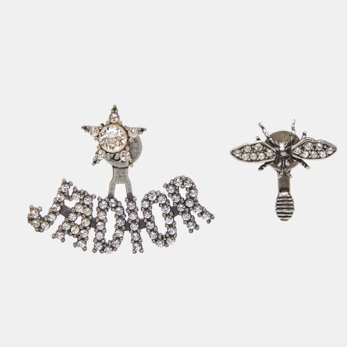 Dior J'adior Asymmetrical Bee Crystal Silver Tone Earrings - Dior - Modalova