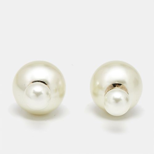 Dior Tribales Faux Pearl Gold Tone Metal Stud Earrings - Dior - Modalova