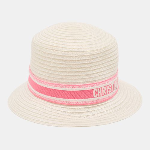 Dior Ivory/Pink Logo Detail Hemp Straw Dioresort Hat Size 58 - Dior - Modalova