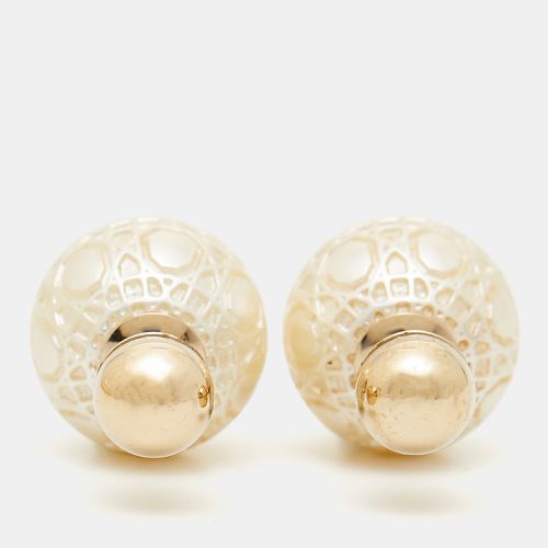 Dior Tribales Secret Cannage Faux Pearls Gold Tone Metal Earrings - Dior - Modalova