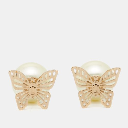 Dior Tribales Pearl Butterfly Gold Tone Earrings - Dior - Modalova