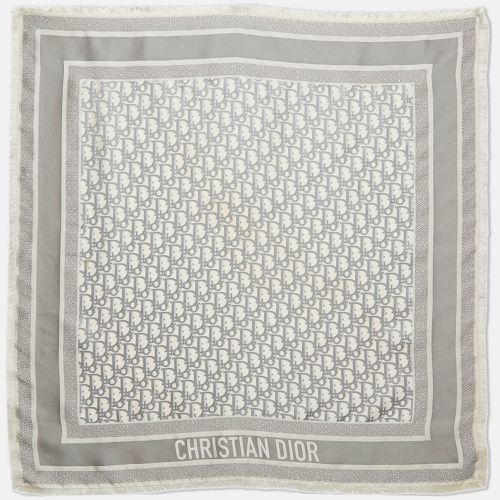 Dior Grey Oblique Silk Fringed Scarf - Dior - Modalova