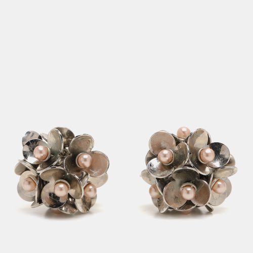 Tone Metal Pearl Embellished Tribal Flower Petals Earrings - Dior - Modalova