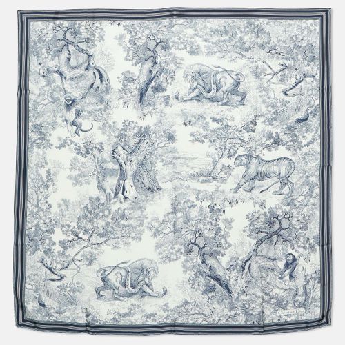 Navy /White Toile De Jouy Sauvage Silk Square Scarf - Dior - Modalova