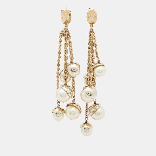 Dior Mise en Dior Faux Pearl Gold Tone Dangle Earrings - Dior - Modalova