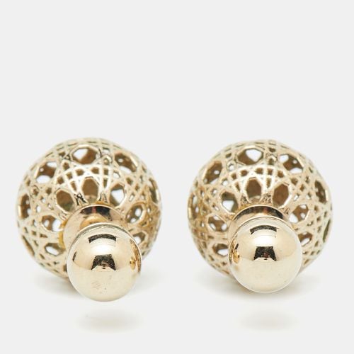 Dior Mise En Dior Tribales Cannage Gold Tone Stud Earrings - Dior - Modalova