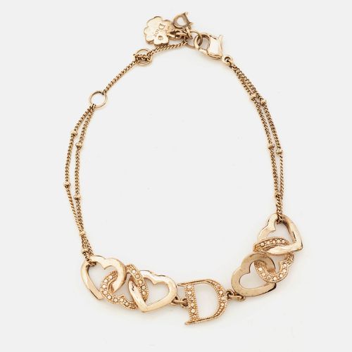 Dior Interlocking Heart Crystal Gold Tone Bracelet - Dior - Modalova