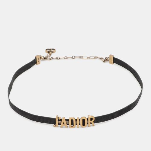 Dior J'Adior Black Ribbon Gold Tone Slide Pendant Choker Necklace - Dior - Modalova