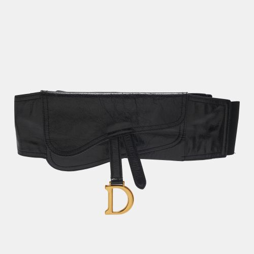 Dior Black Glossy Leather Saddle Wide Belt S/M - Dior - Modalova