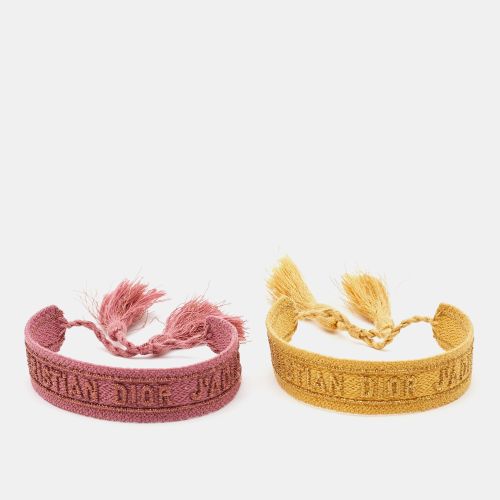 Dior Pink/Yellow J'adior Cotton Embroidered Bracelet Set of 2 - Dior - Modalova