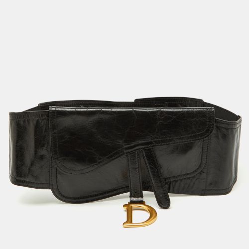 Dior Black Crinkled Leather Saddle Wrap Belt - Dior - Modalova