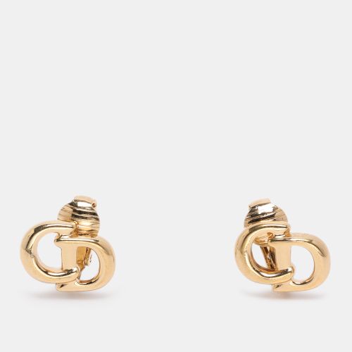 Dior Gold Tone CD Logo Clip On Earrings - Dior - Modalova