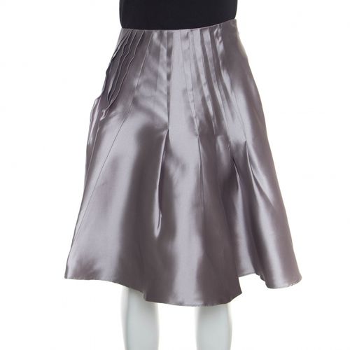 Dior Grey Silk Satin Pleated High Waist Skirt M - Dior - Modalova