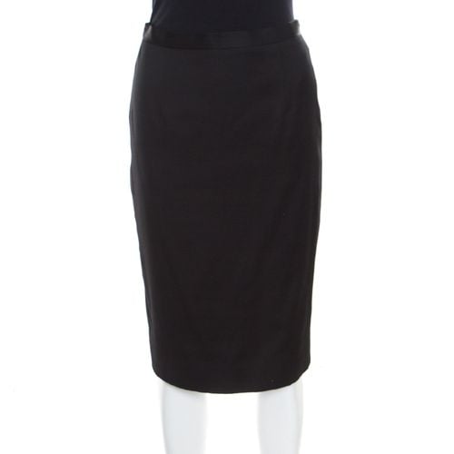 Christian Dior Black Textured Woven Cotton Pencil Skirt M - Dior - Modalova