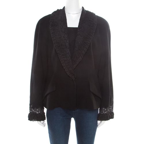 Dior Boutique Black Wool Ruffled Lace Collar and Cuff Detail Jacket XL - Dior - Modalova