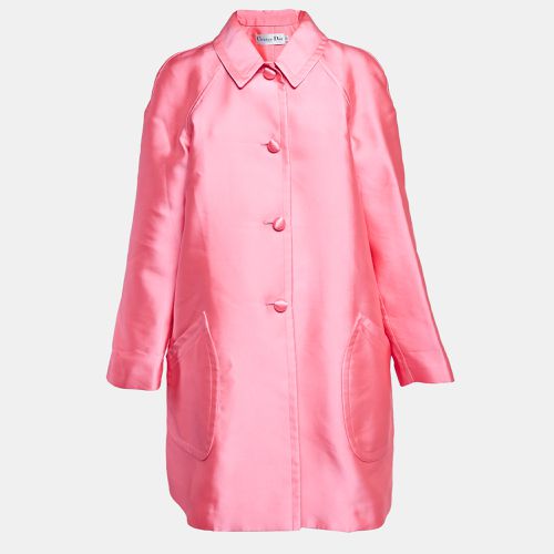 Christian Dior Neon Pink Crepe Single Breasted Long Coat L - Dior - Modalova