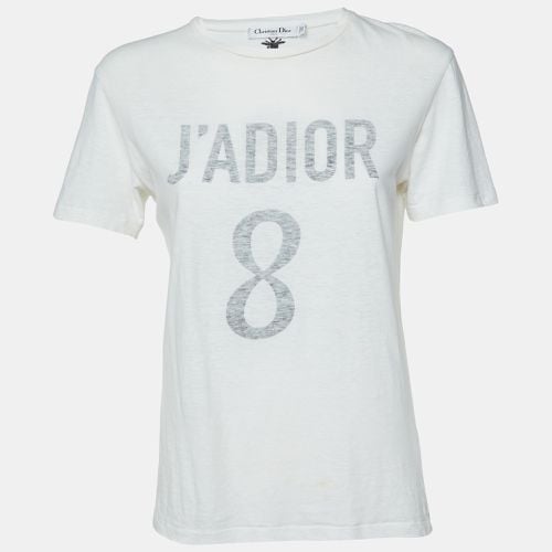 Dior Ivory J'Adior 8 Print Cotton & Linen Crew Neck T-Shirt S - Dior - Modalova