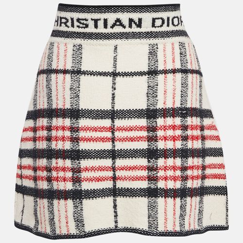 Dior White Plaid and Logo Pattern Tweed Mini Skirt M - Dior - Modalova