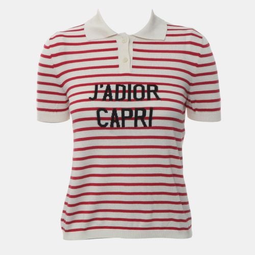 Dior White, Red Silk, Cotton J'Adior Capri Stripes Polo Shirt IT 38 - Dior - Modalova