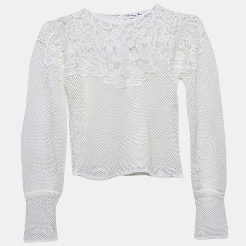 Christian Dior White Cotton Crochet Long Sleeve Top L - Dior - Modalova