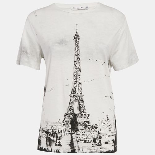 Christian Dior White Eiffel Tower Print Jersey T-Shirt S - Dior - Modalova