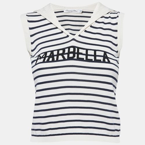 Dior White Striped Marbela Silk Knit Sleeveless Top S - Dior - Modalova