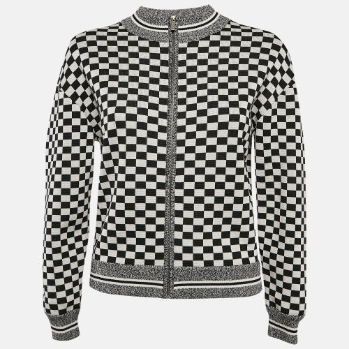 Christian Dior Black/White Checks J'Adior Stretch Knit Zip-Up Jacket S - Dior - Modalova