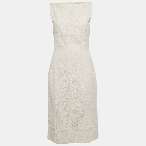 Christian Dior Ivory Broderie Anglaise Crepe Sleeveless Shift Dress L - Dior - Modalova