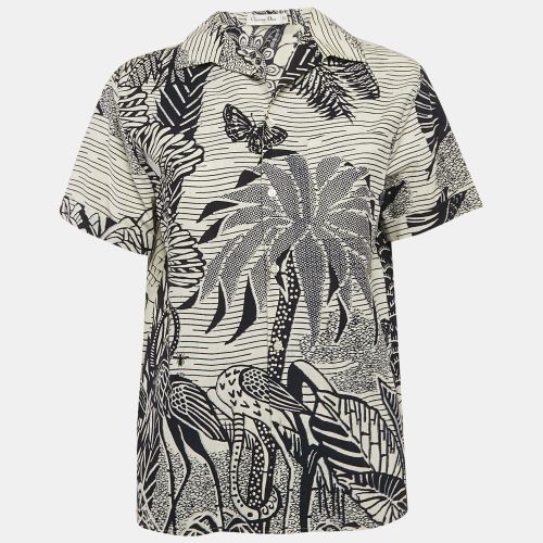 Christian Dior Blue/White Jungle Print Cotton Short Sleeve Shirt M - Dior - Modalova