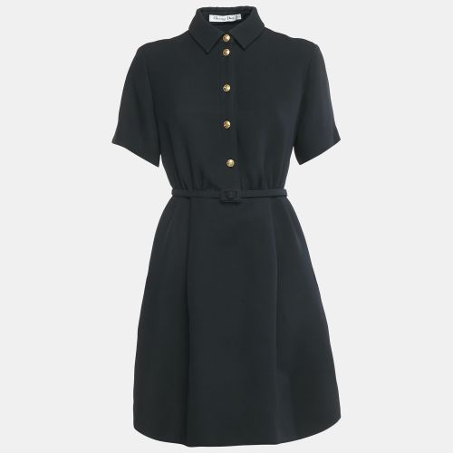 Christian Dior Black Wool Belted Mini Dress M - Dior - Modalova