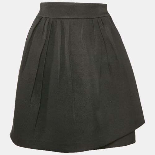 Christian Dior Black Silk Blend Pleated Wrap Mini Skirt S - Dior - Modalova