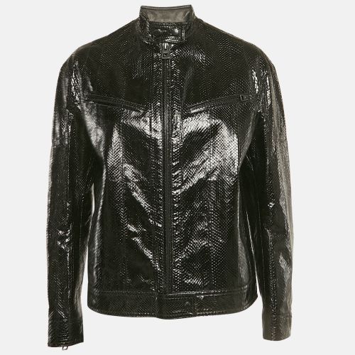 Christian Dior Black Snake Leather Zip-Up Jacket S - Dior - Modalova