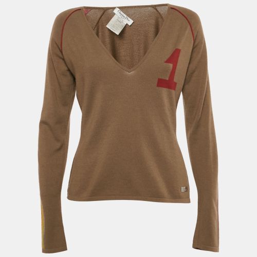 Dior Caramel Brown Long Sleeve V-Neck John Galliano Sweater L - Dior - Modalova