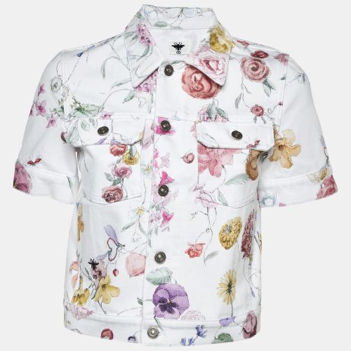Christian Dior White Floral Printed Denim Button Jacket S - Dior - Modalova