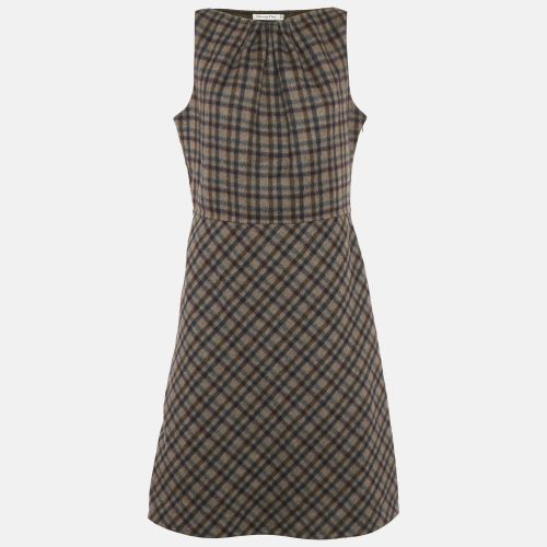 Christian Dior Brown Plaid Wool Flared Short Dress L - Dior - Modalova