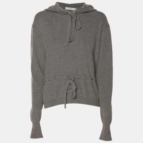 Dior Grey Rib Knit Hoodie Tops M - Dior - Modalova