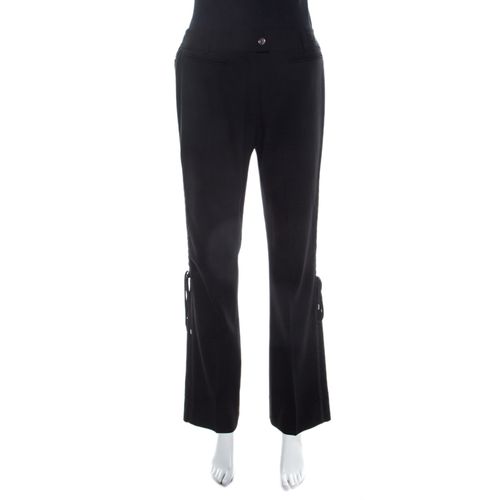 Dior Black Wool Braided Trim Flared Trousers L - Dior - Modalova