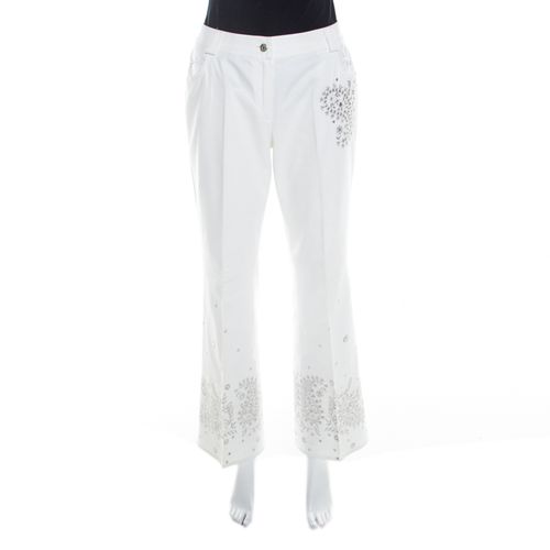 Cotton Paisley Sequin Embroidered Flared Jeans L - Dior - Modalova