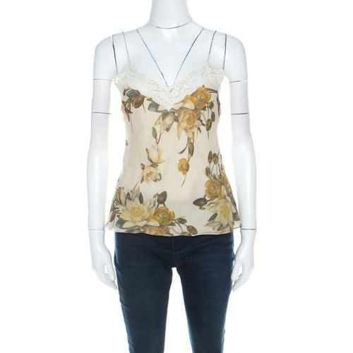 Christian Dior Beige Floral Silk Lace Trim Camisole Top M - Dior - Modalova