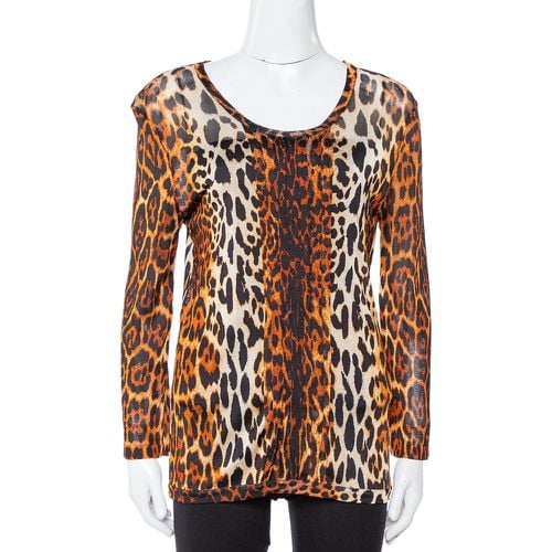 Dior Brown Leopard Print Knit Pleat Front Top L - Dior - Modalova