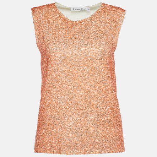 Dior Orange Sequinned Cashmere Silk Sleeveless Top M - Dior - Modalova