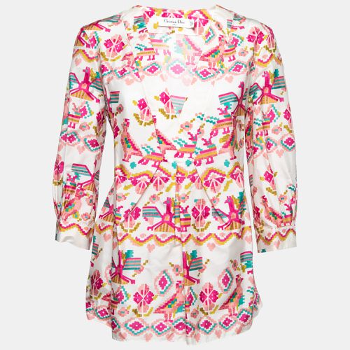 Dior Pink Printed Silk Peplum Blouse L - Dior - Modalova