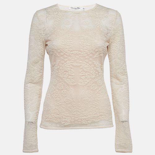 Christian Dior Beige Tulle and Crochet Emi Sheer Top M - Dior - Modalova