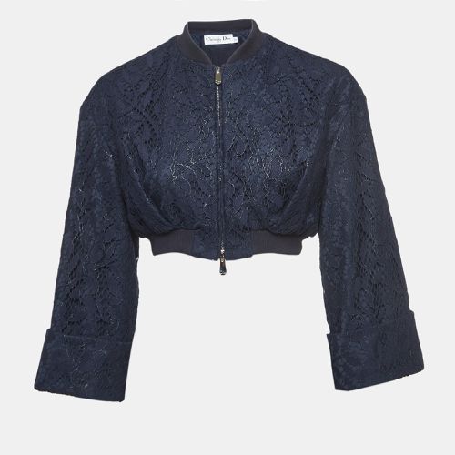 Christian Dior Navy Blue Floral Lace Cropped Jacket M - Dior - Modalova