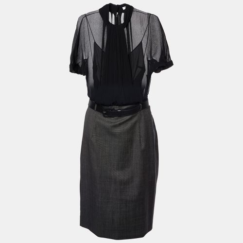 Dior Black Wool & Silk Belted Midi Dress M - Dior - Modalova